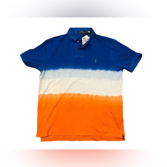 Polo Ralph Lauren Polo Shirt Classics 3 Fit Blue White Orange Mens Large New